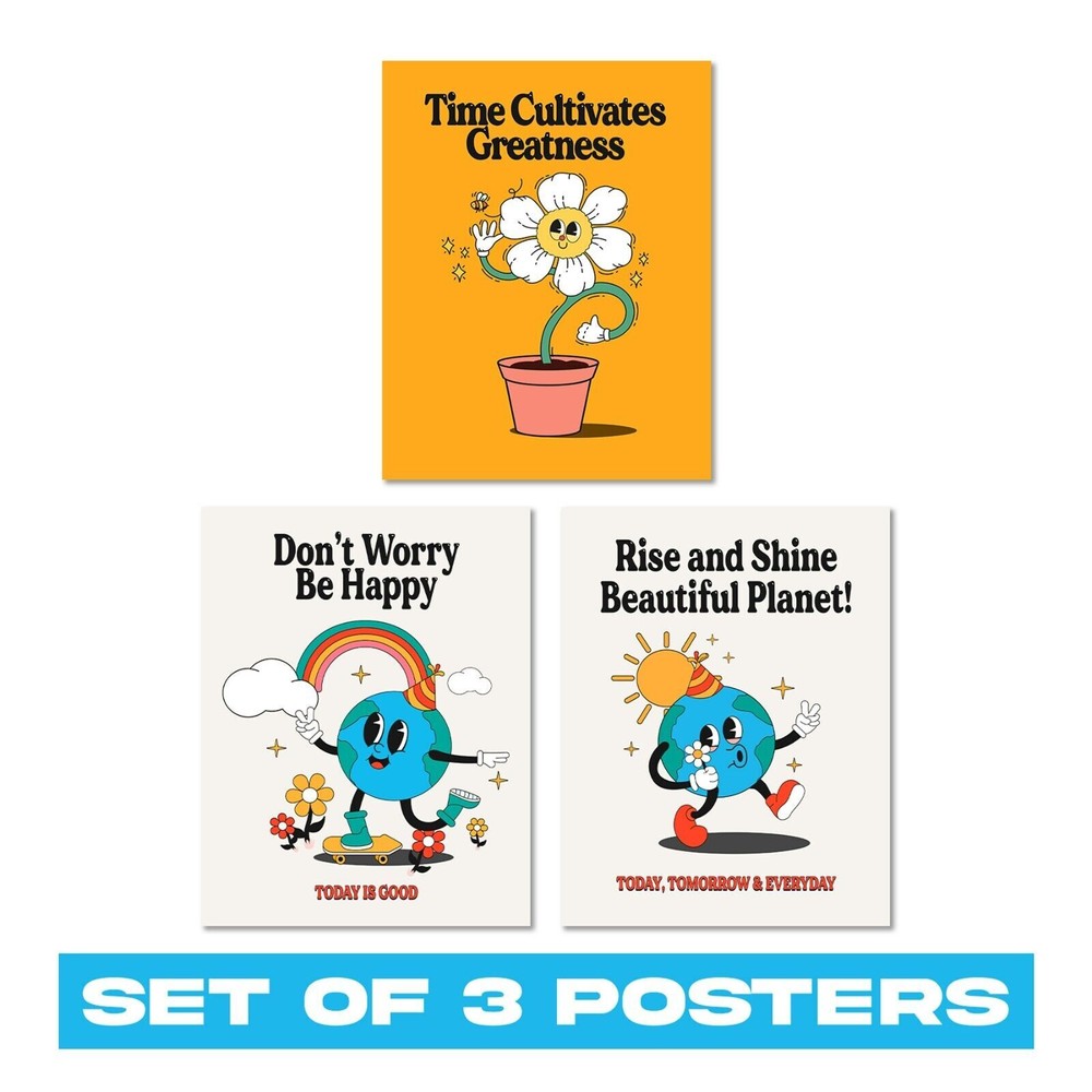 Set of 3 Motivational Quote Posters - Inspiring Earth Design Home & Office Decor