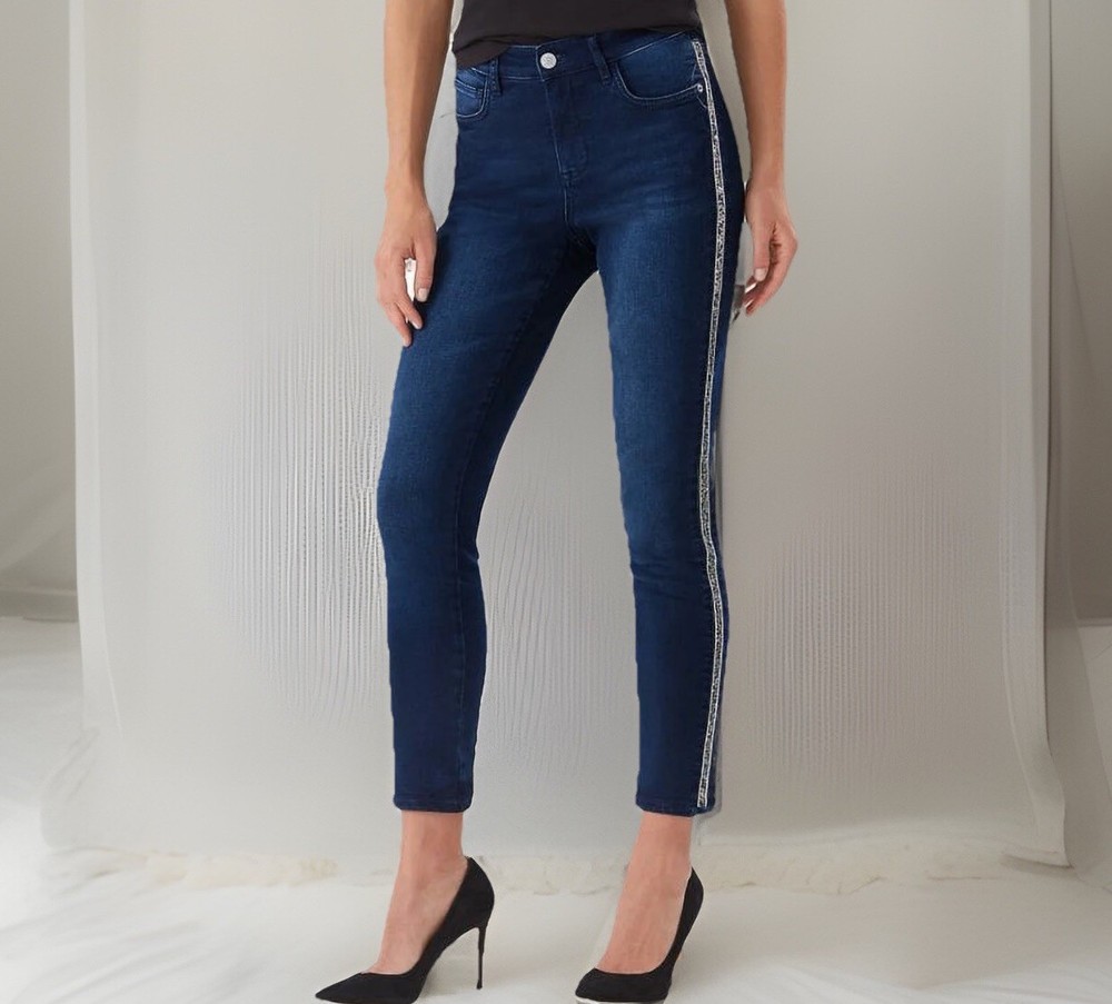 Tommy Bahama Boracay Denim Sparkle Line High Rise Ankle Jeans Size 2x28” EUC!