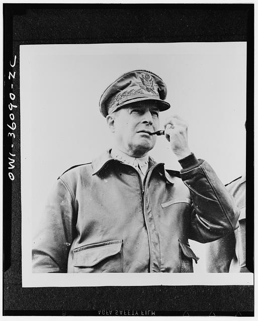 Photo:U.S. Army General Pipe Smoking Portrait 1940s