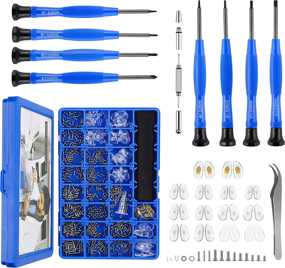 Magnetic Eyeglass Repair Kit – Screwdriver, Nose Pads, Screws & Tweezers