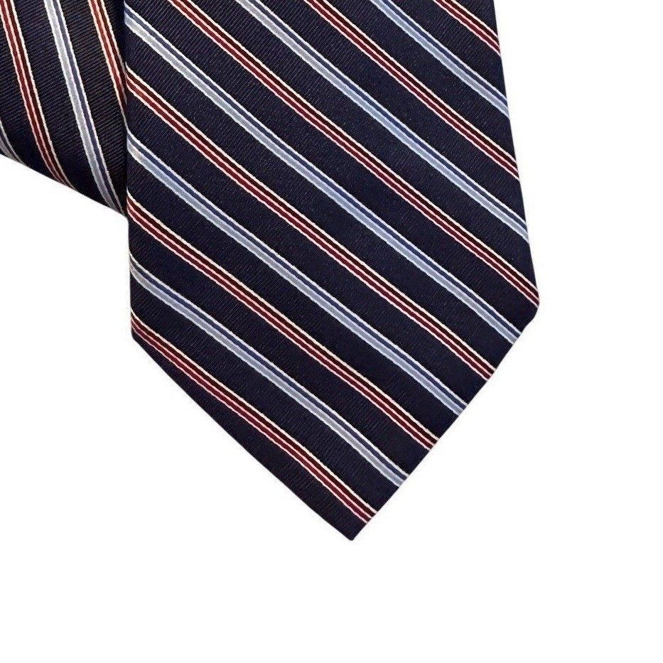 Brooks Brothers 346 Silk Tie Navy Red Blue Striped Stain Resistant Timeless
