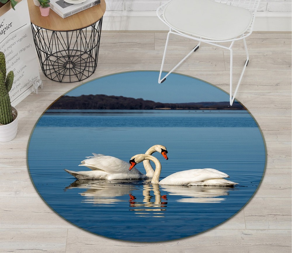 3D Elegant Two Gentle Swans Non-Slip Rug Mat AHO186966 Animal Photo Carpet Romy