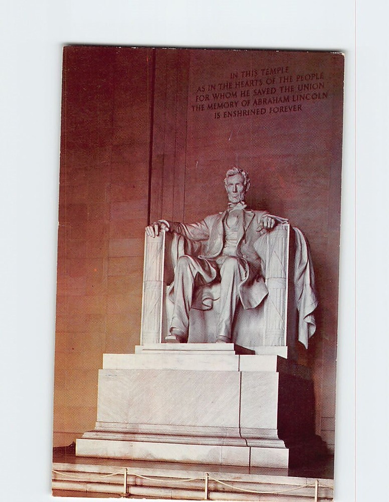 Postcard Abraham Lincoln Statue Lincoln Memorial Washington DC USA