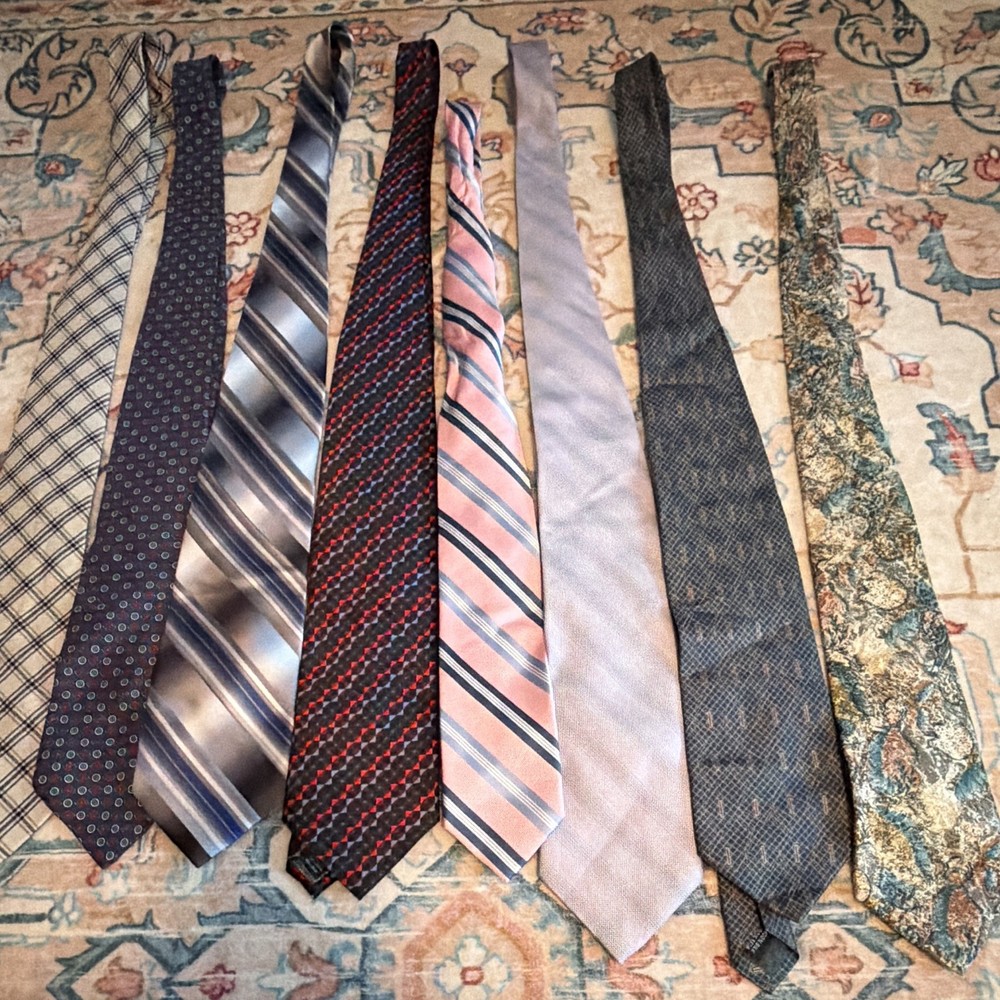 Mixed Brands Men's Standard/Classic Tie Lot of 7, Multicolor Mixed Patterns