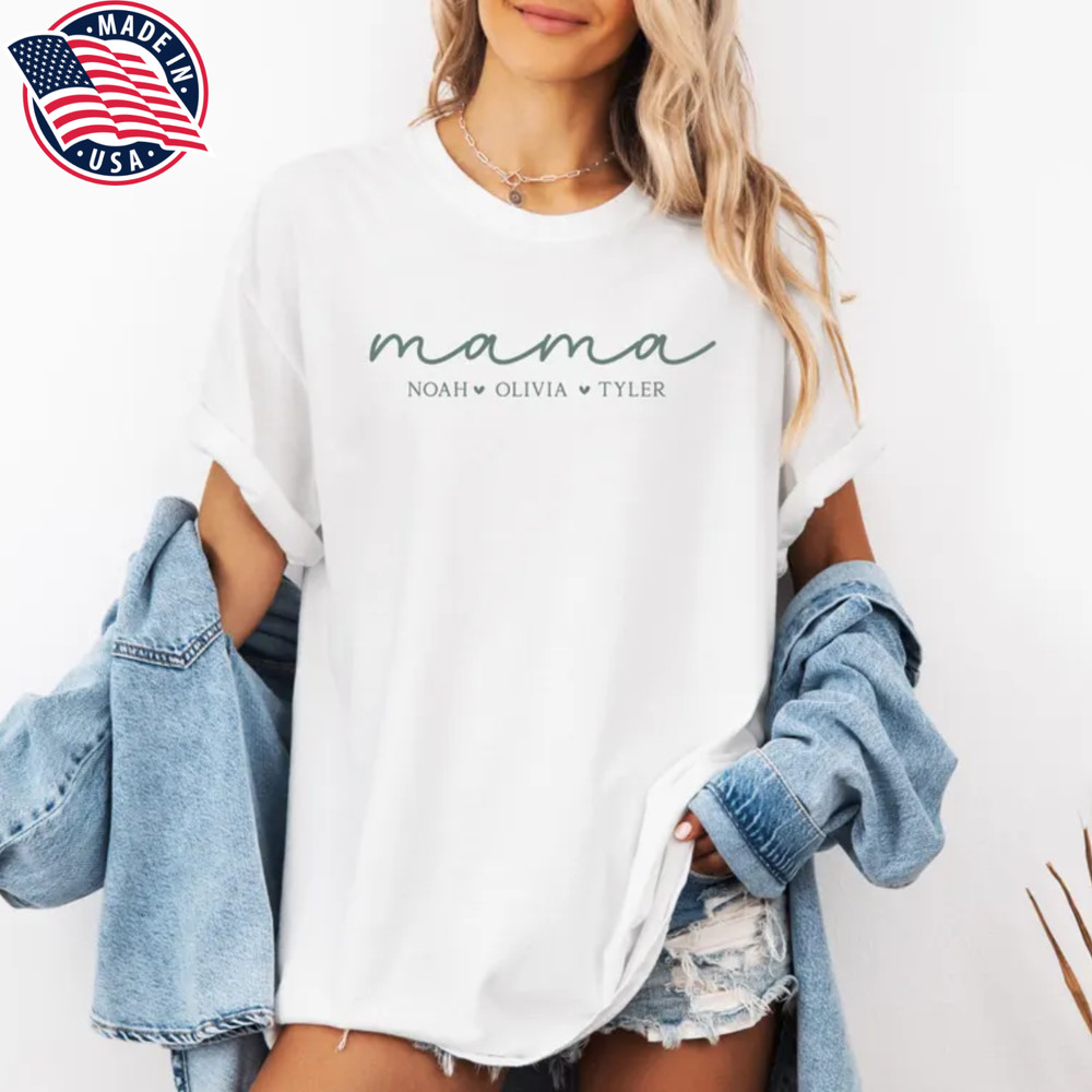 Personalized Mama Shirt With Kids Names Mothers Day Gift For Mom Tee
