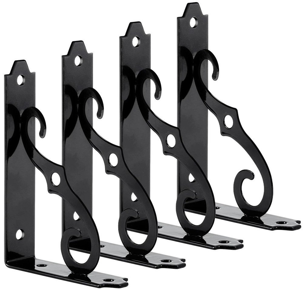 4 Pack 5 Inch Wall Mounted Metal L Bracket Decorative Shelf Support Brackets