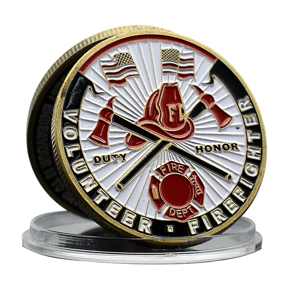 Firefighter Bronze Honor Badge Challenge Souvenir Volunteer Coin Gift Medal
