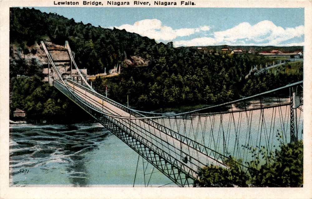 Lewiston Bridge, Niagara River, Niagara Falls, Suspension Bridge, Postcard