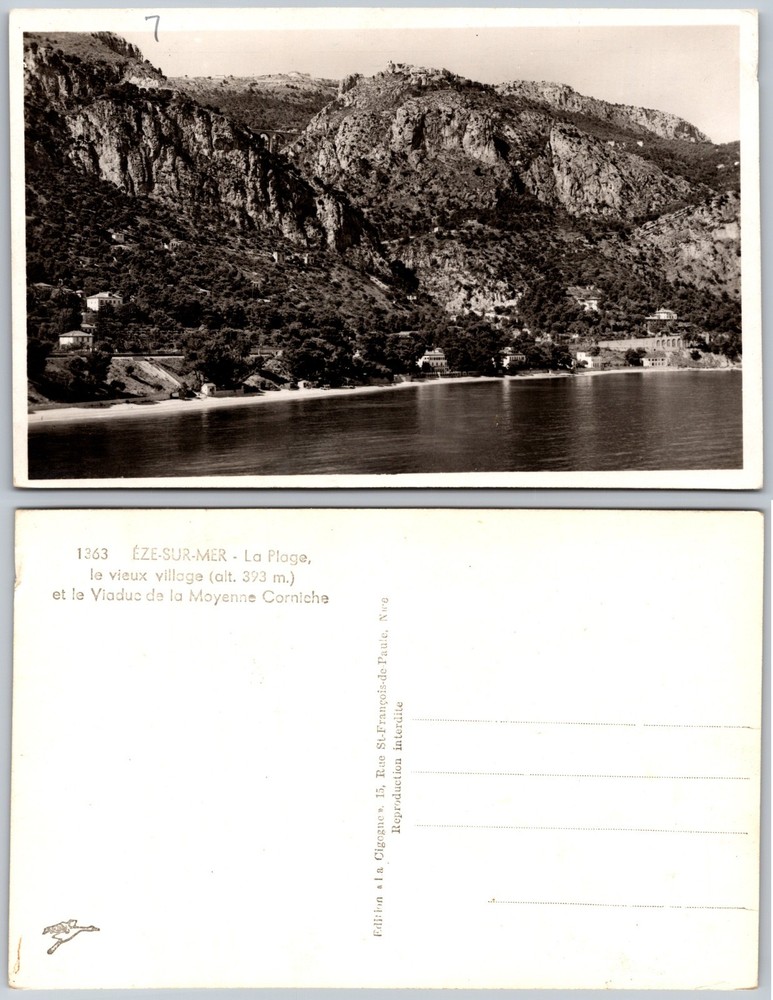 Eze Sur Mer France Beach Village Viaduct Postcard