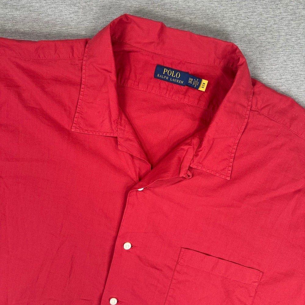 Polo Ralph Lauren Shirt Mens 3XB Red Cotton Short Sleeve Button Down Preppy