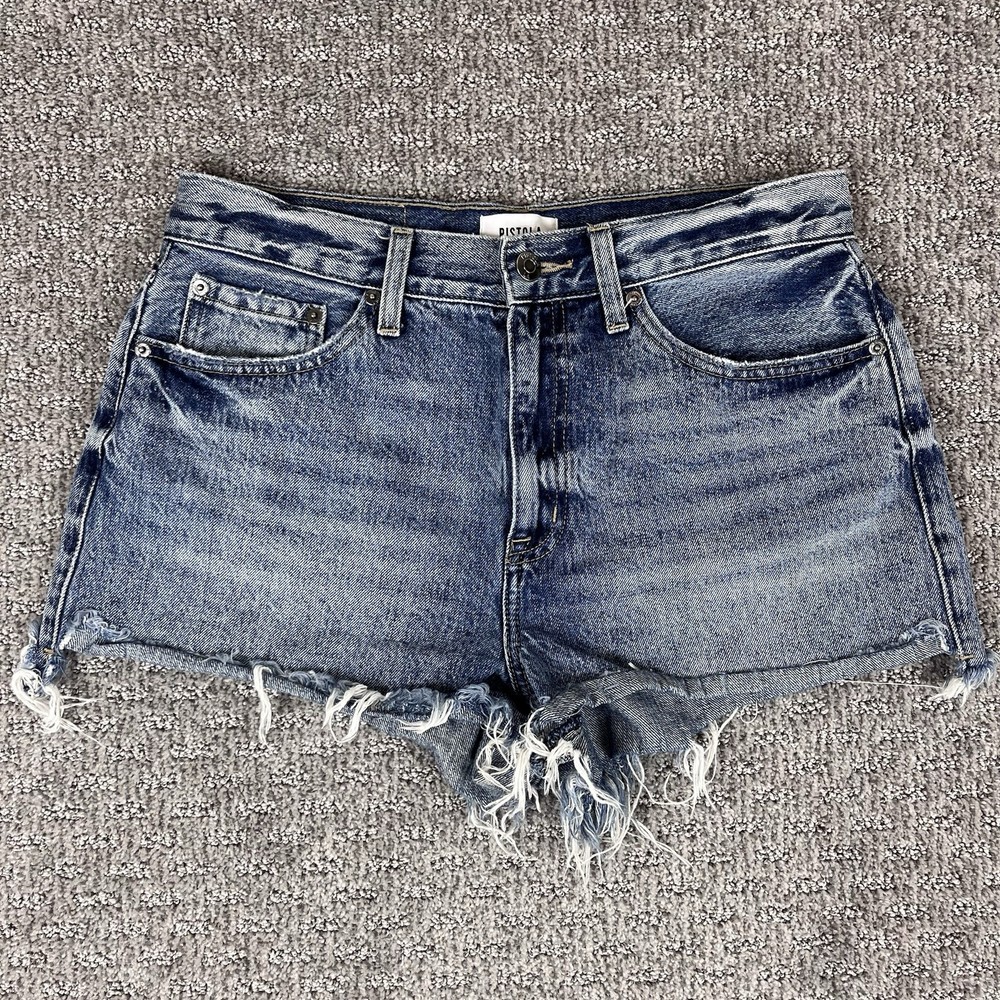 Pistola Jean Shorts Women Twenty Nine Cut Off High Rise Distressed Denim Blue