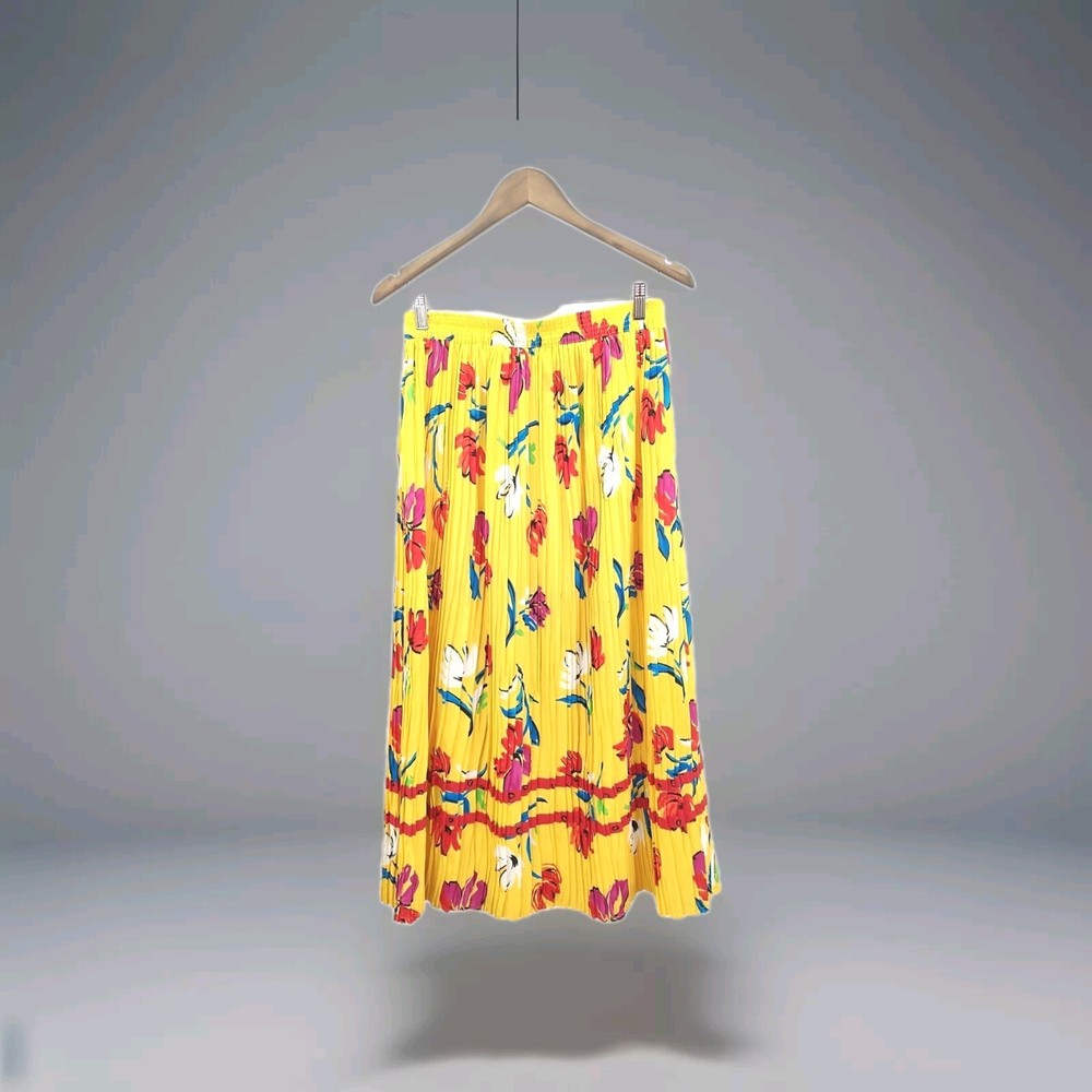 VTG Lucia Rare Floral Maxi Skirt with Elastic Waist Tiered Pleats Fall M