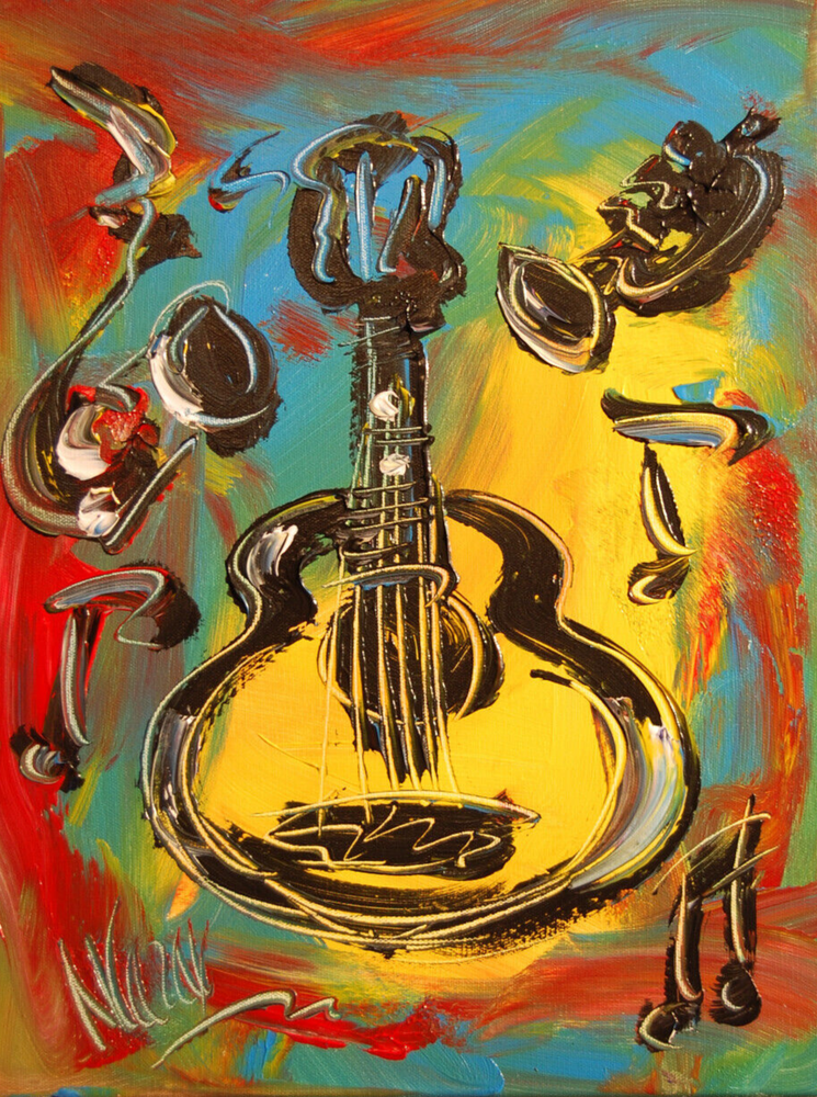 HOT GUITAR MODERN ART   SIGNED CANVAS - STRETCHED painting original