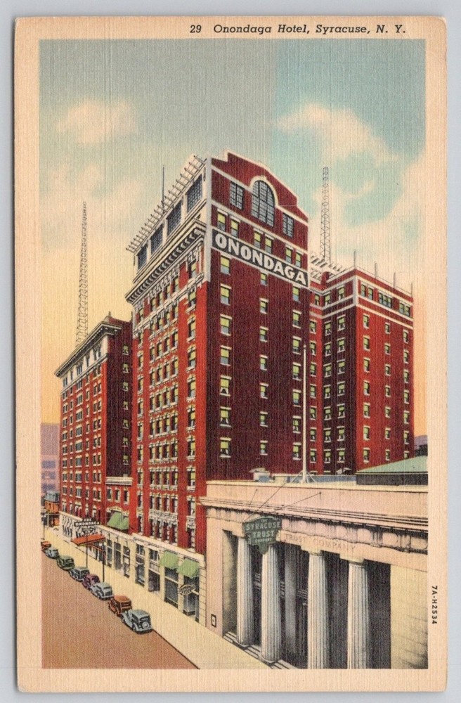 Vintage Linen Postcard Onondaga Hotel Syracuse NY Curt Teich 1940s Posted