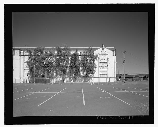 Detail elevation view of the southern end of the west façade, view