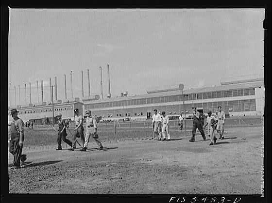 Newark NJ 1910s Men Walking Outside Factory Building Industrial Plant