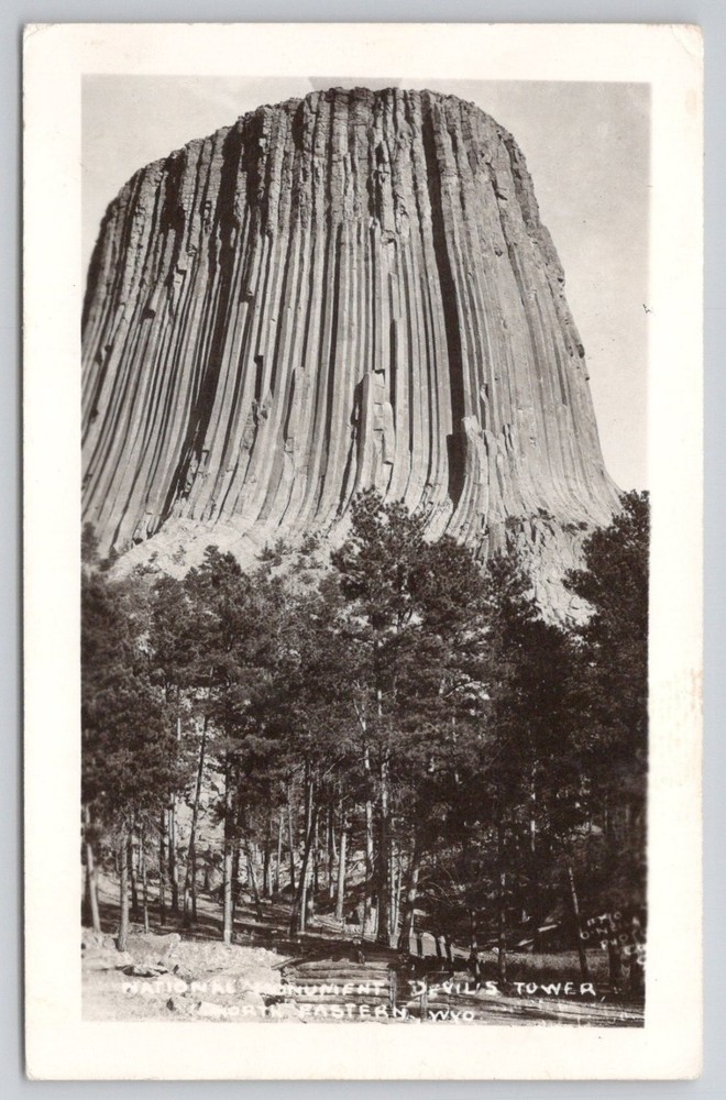 1948 RPPC Devil's Tower National Monument Wyoming Real Photo Postcard Posted