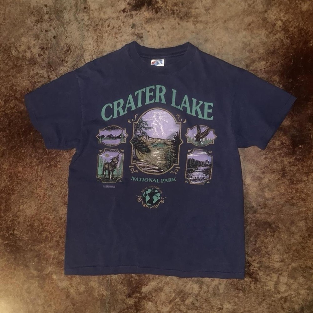 Hanes Beefy Vtg ‘94 Crater Lake Oregon Single Stitch Nature Graphic T-shirt L