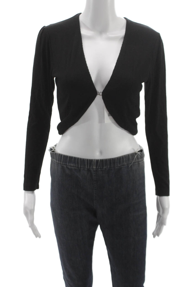 LNA Womens Shrug Sweater Black V Neck Long Sleeve Rayon Blend Size XSFree Shipping in US $100+ Orders | $6.95 Orders Below