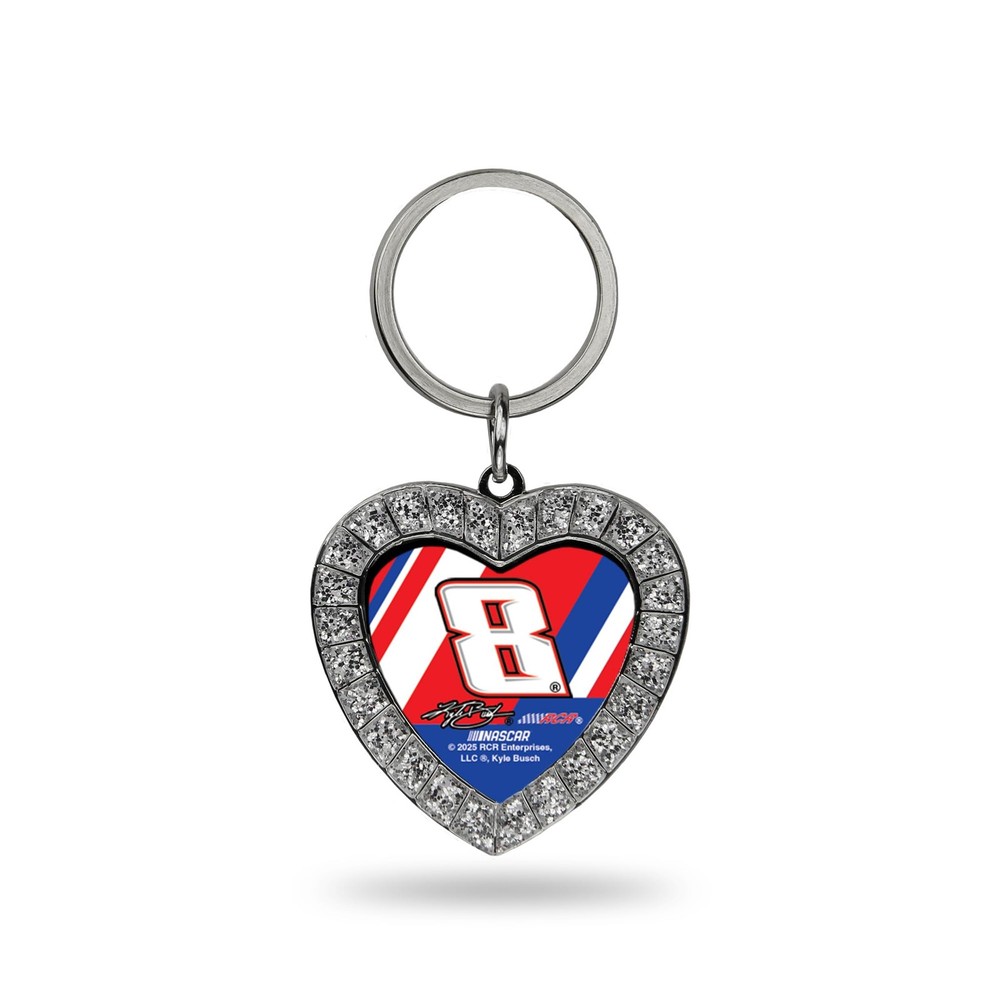 NASCAR Racing Kyle Busch Rhinestone Heart Keychain