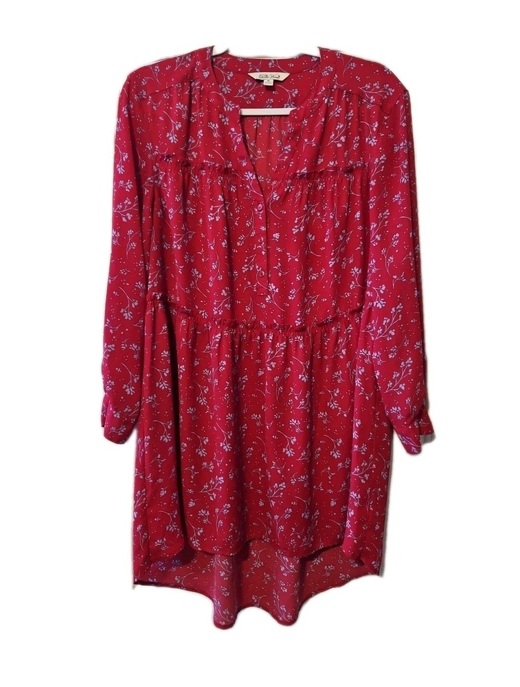 Pioneer Woman Tunic Women's Medium Hot Pink Floral Boho Cottage Core