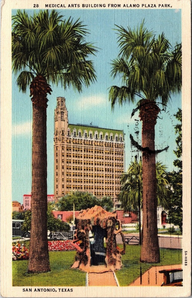San Antonio TX-Texas, Medical Arts Building, Park, Vintage Postcard
