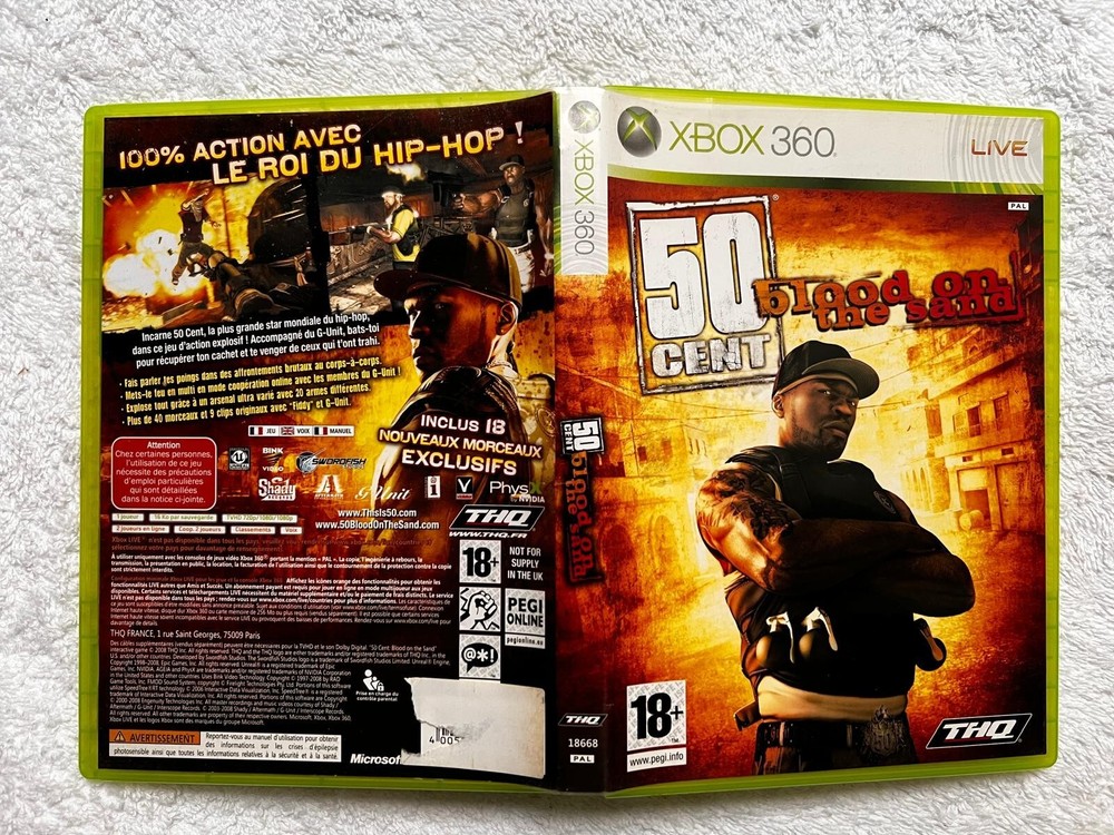 50 CENT BLOOD ON THE SAND Microsoft Xbox 360 PAL Free Region NI English French