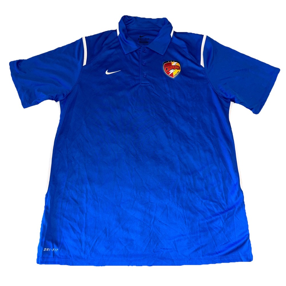 200- Nike Polo Shirt Mens Large Blue  Chargers  Soccer Club Dri Fit Performance