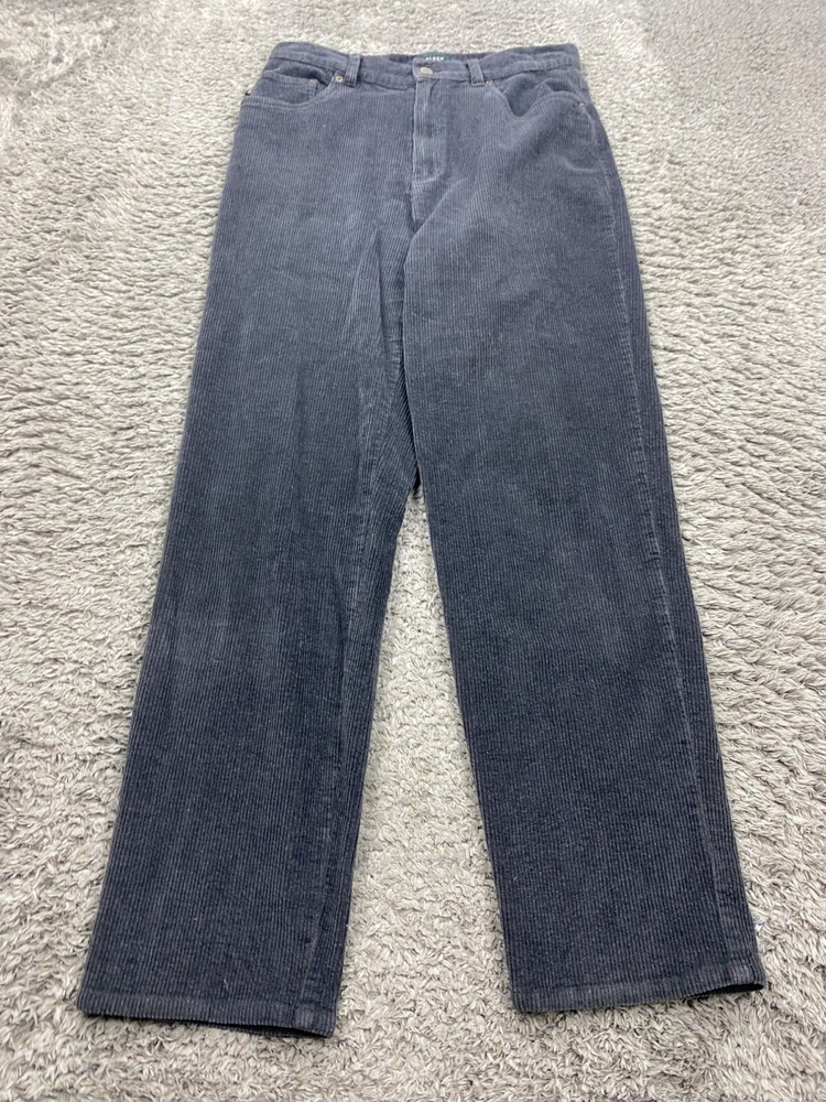 Ralph Lauren Pants Women 10 Black Corduroy Flat Front Chino Trousers Vtg Y2K 90s