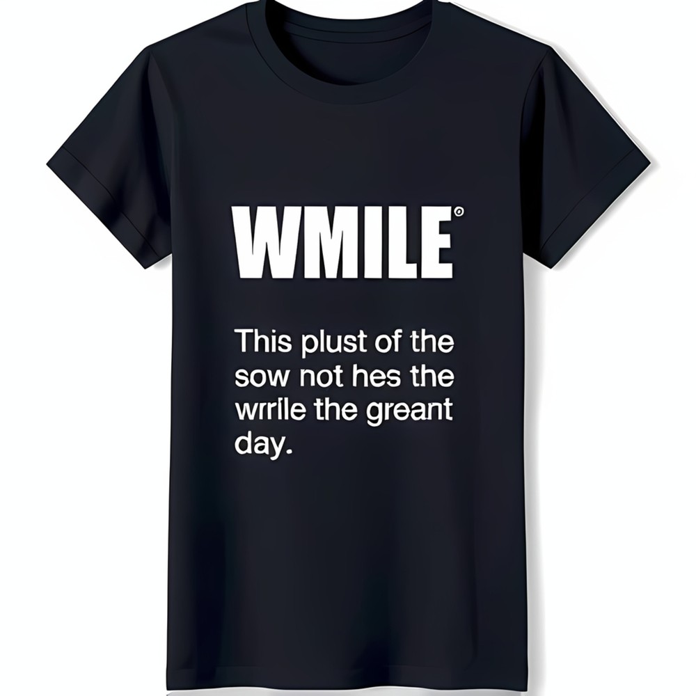 Black T-Shirt with Unique 'WMILE' Graphic and Quote Relaxed Fit