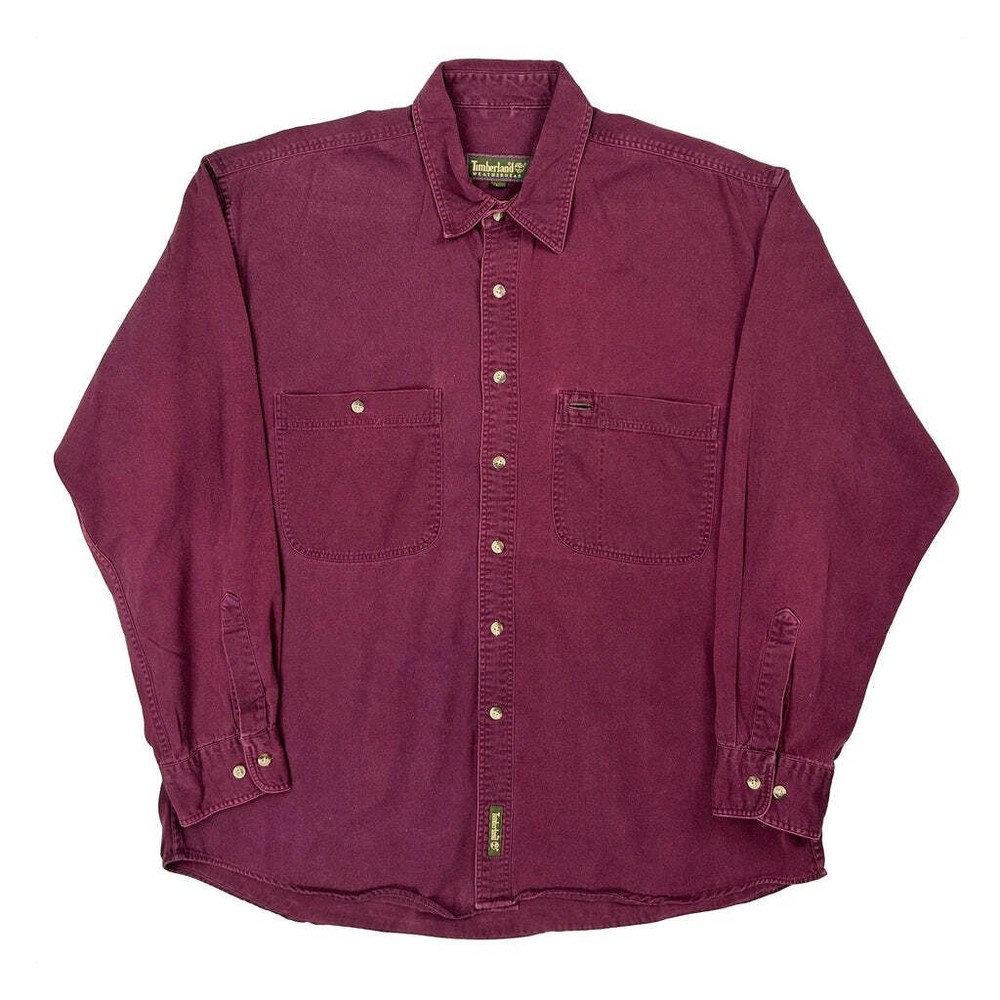 Timberland Shirt - Large Burgundy Cotton