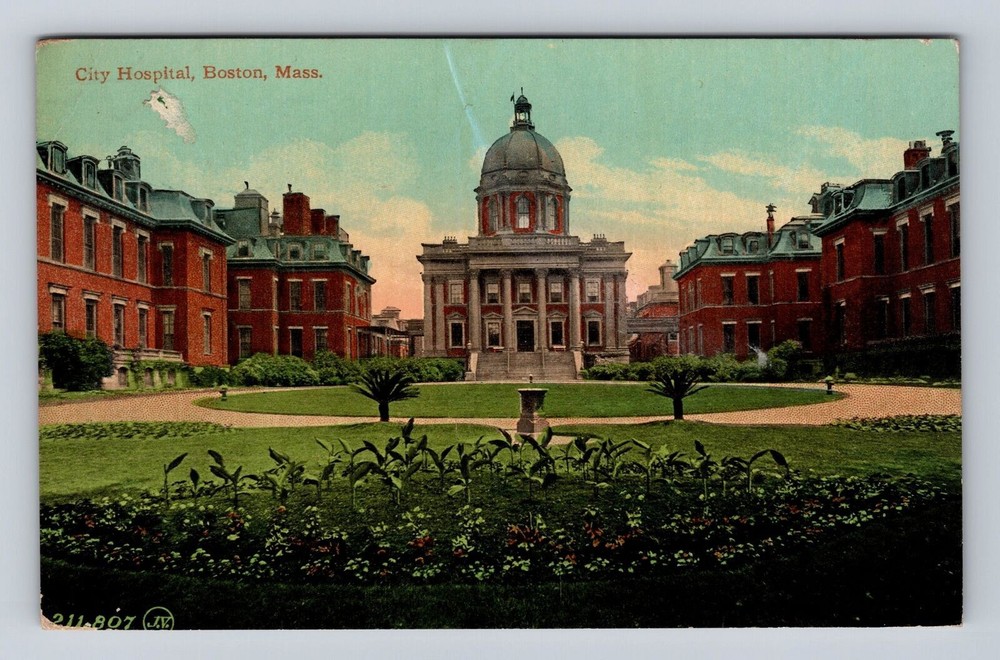 Boston MA-Massachusetts, City Hospital, Antique, Vintage c1913 Souvenir Postcard