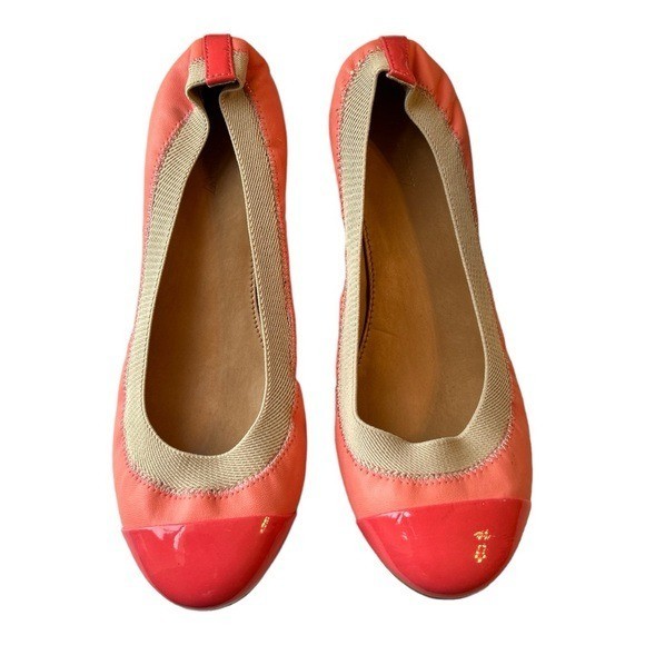 J. Crew Ballet Flats Patent Leather Orange Toe Women’s Size 6.5