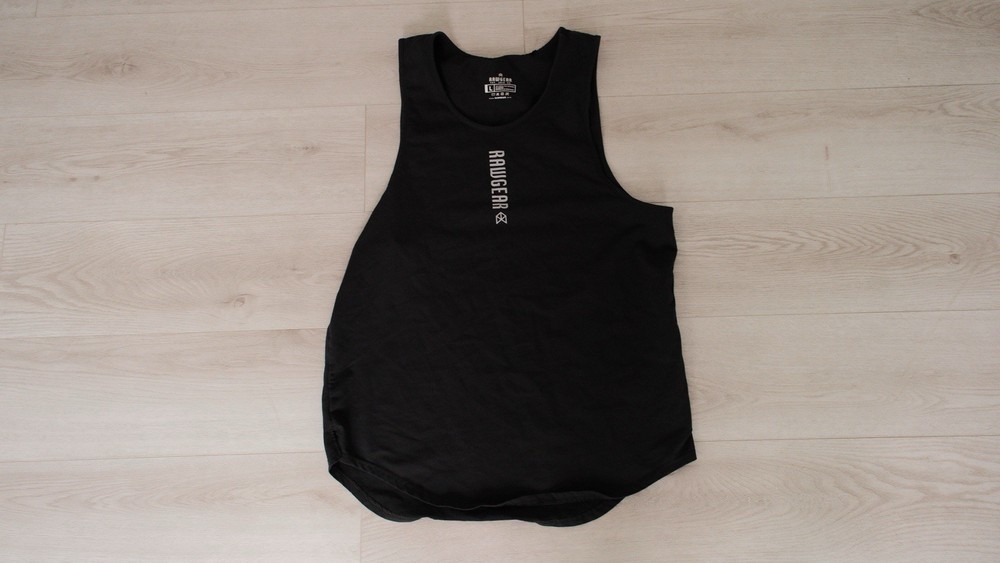 RAWGEAR Men's Black Logo Tank Top Size L Sleeveless Athletic Fit Jersey