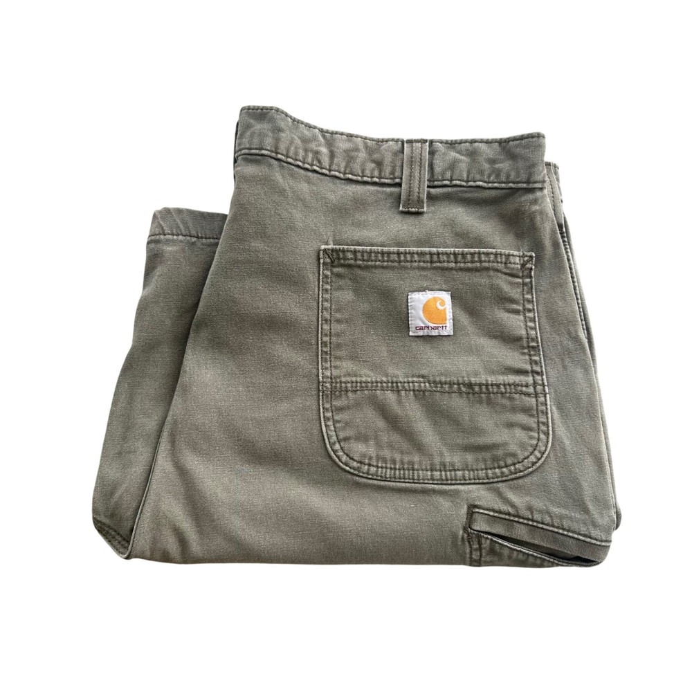 Carhartt Relaxed Fit Canvas Work Shorts Mens 42 Gray Green 102514-217 Carpenter