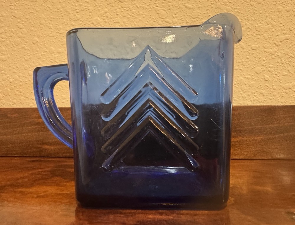 Vintage Hazel Atlas Colbolt Blue Depression Glass Creamer Picture