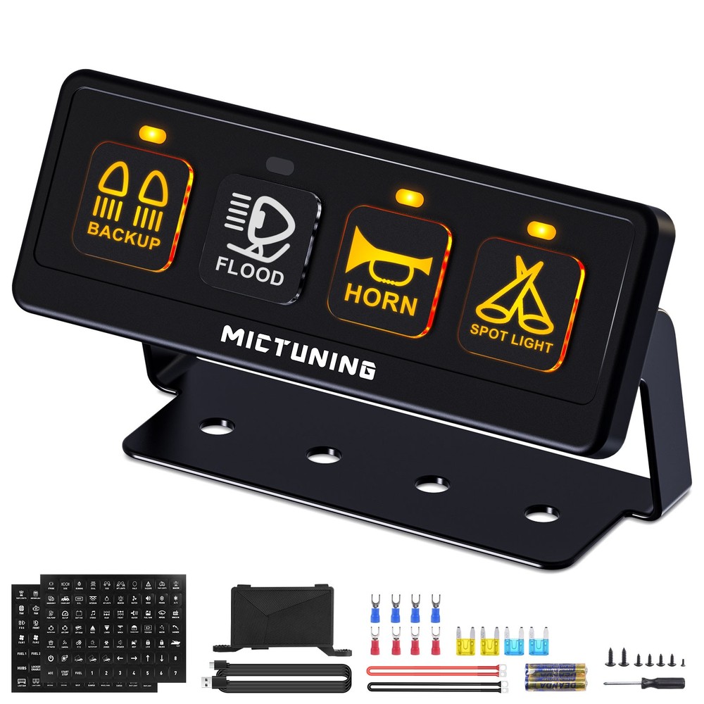 4 Gang Wireless Switch Panel Circuit Control Box For LED Light Bar 12-24V Marine