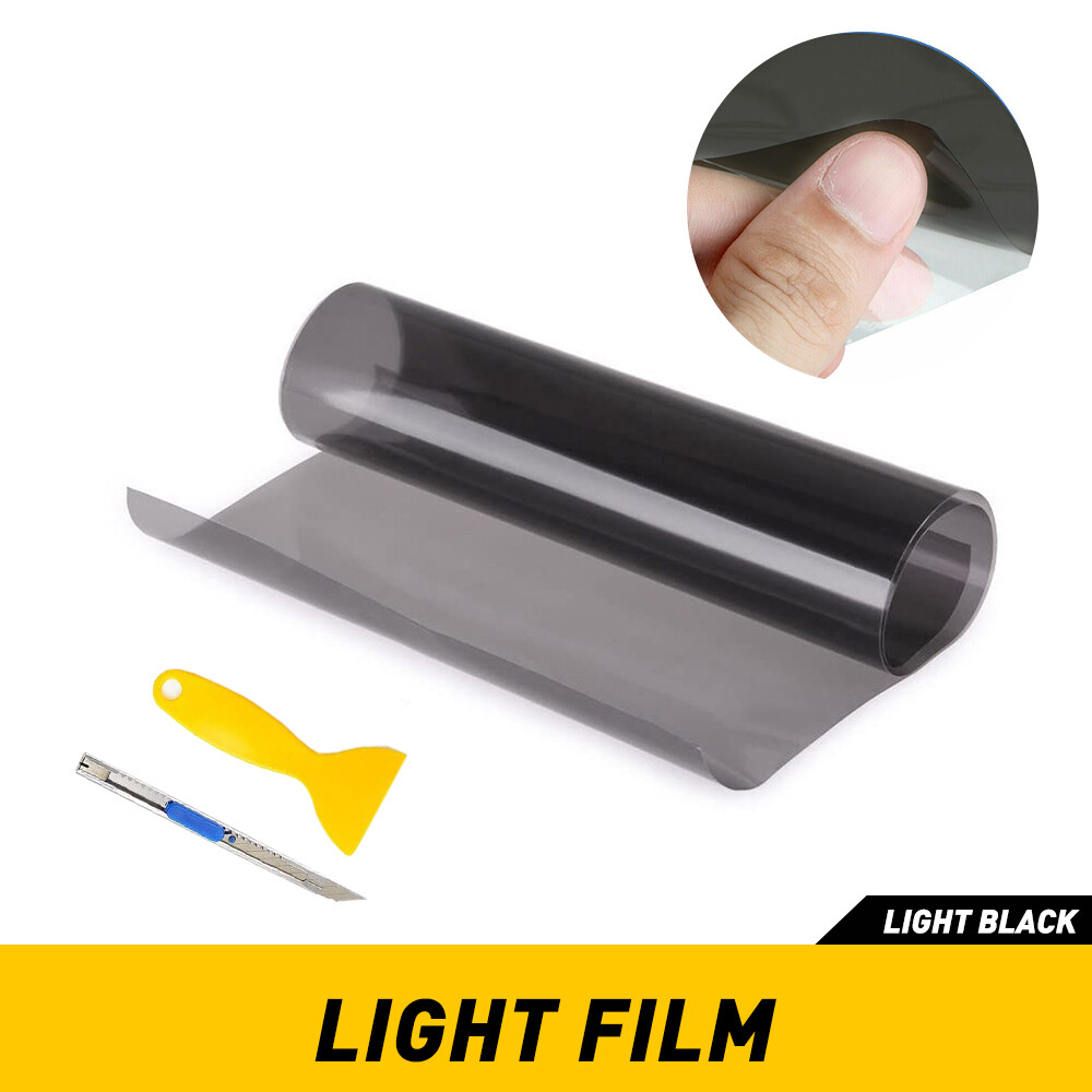 12x72 Gloss Black Smoke Vinyl Film for Headlights Taillights Fog Lights
