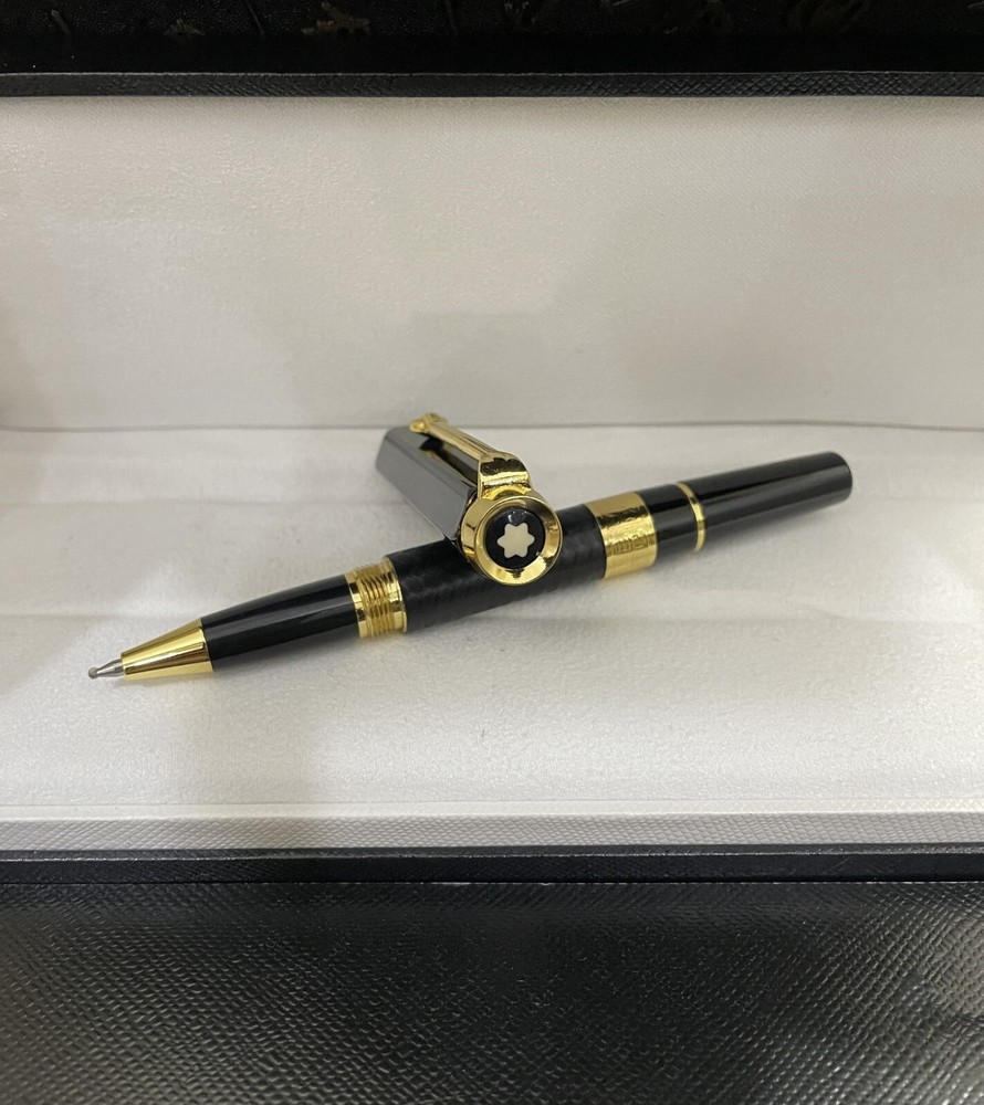 Deluxe Writers Series Black - Gold Clip 0.7mm Rollerball Pen No Box