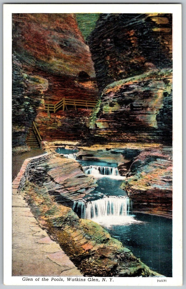 Vtg Postcard Glen Of The Pools Watkins Glen, NY 1930s