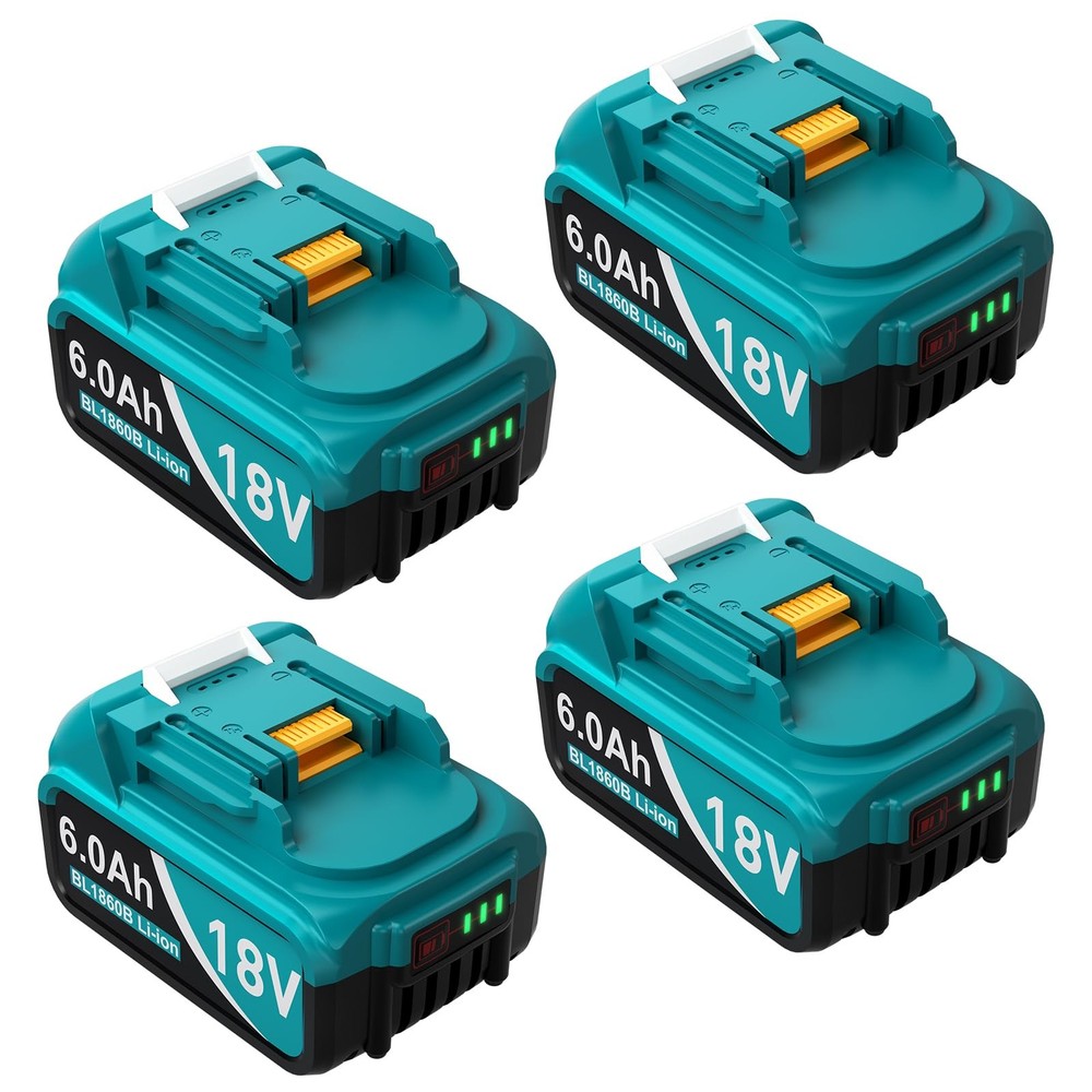 Makita 18V 6.0Ah Battery 4-Pack Replacement for BL1815 BL1850 BL1860
