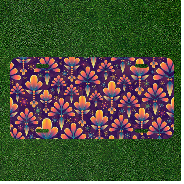 Custom Personalized Car License Plate With Abstract Background Floral Pattern