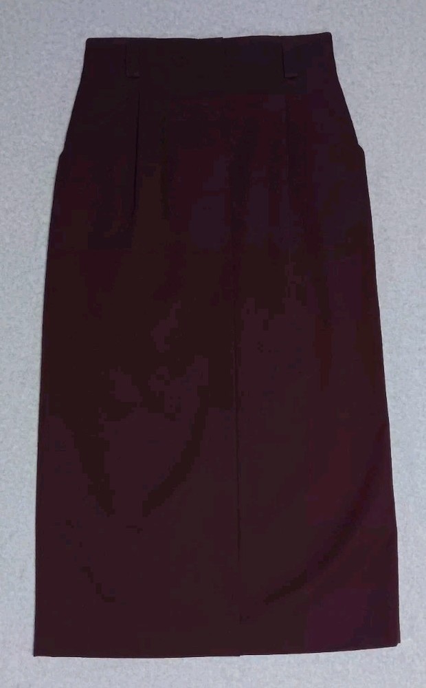 Linda Allard Ellen Tracy 100% Pure Wool Pencil Maxi Skirt Womens Size 10 Plum...