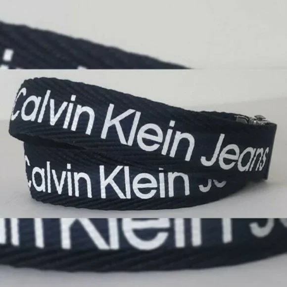 CALVIN KLEIN MONOGRAM ENGRAVED BUCKLE BELT MEN'S ALL-OVER PRINT BLACK
