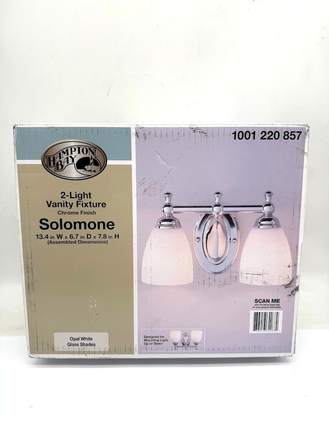 Hampton Bay Solomone 2-Light Polished Chrome Vanity Light with Opal Glass Shades