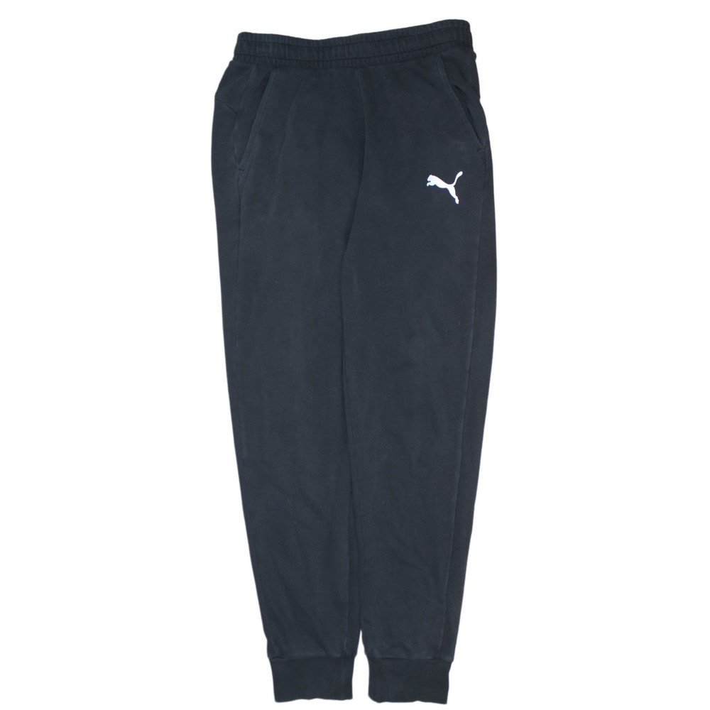 Puma Mens Joggers Black Nylon Blend Elastic Waist Cuffed Hem Pockets Logo M