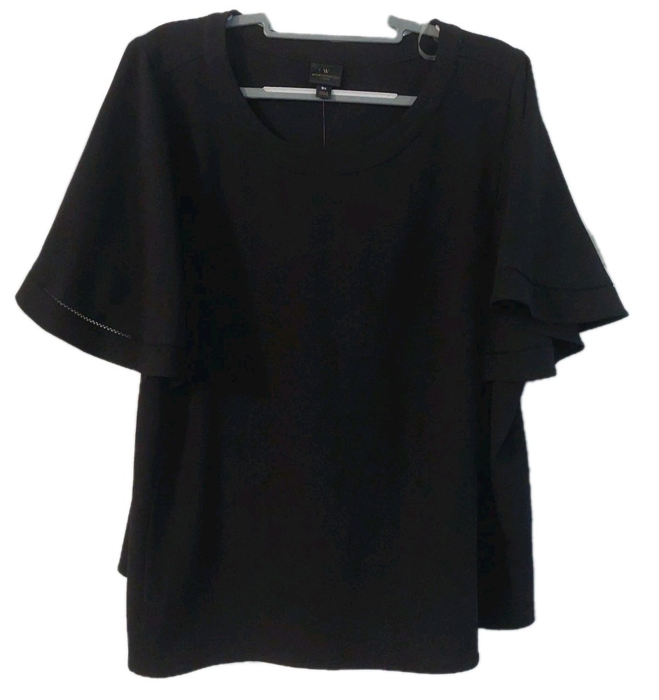 Worthington Womens Shirt Size 3X Black Short Sleeve NWT