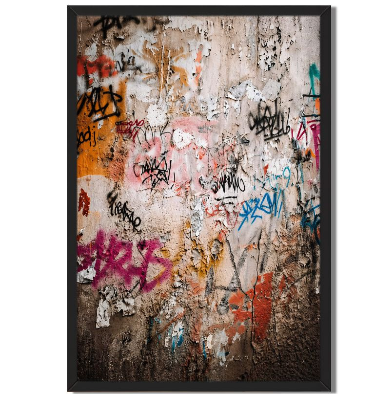 Urban Decay Graffiti Wall Art Framed Abstract Street Art Print Home Decor-image