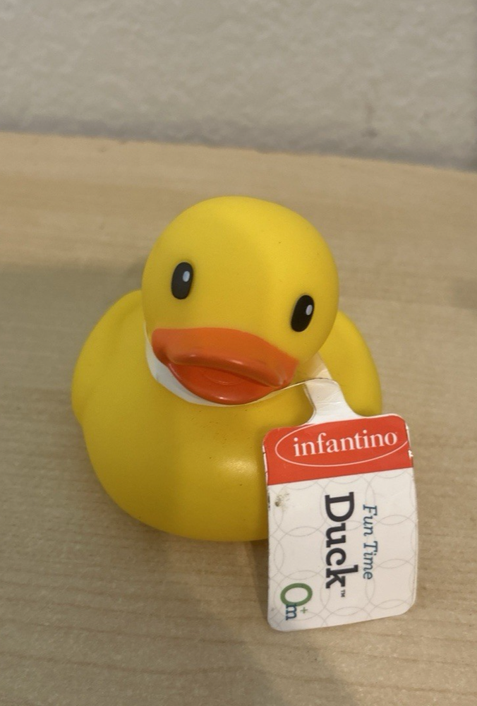 3” Infantino Classic Yellow Rubber Duck Style Collectible, Bath Toy, Jeep Duck
