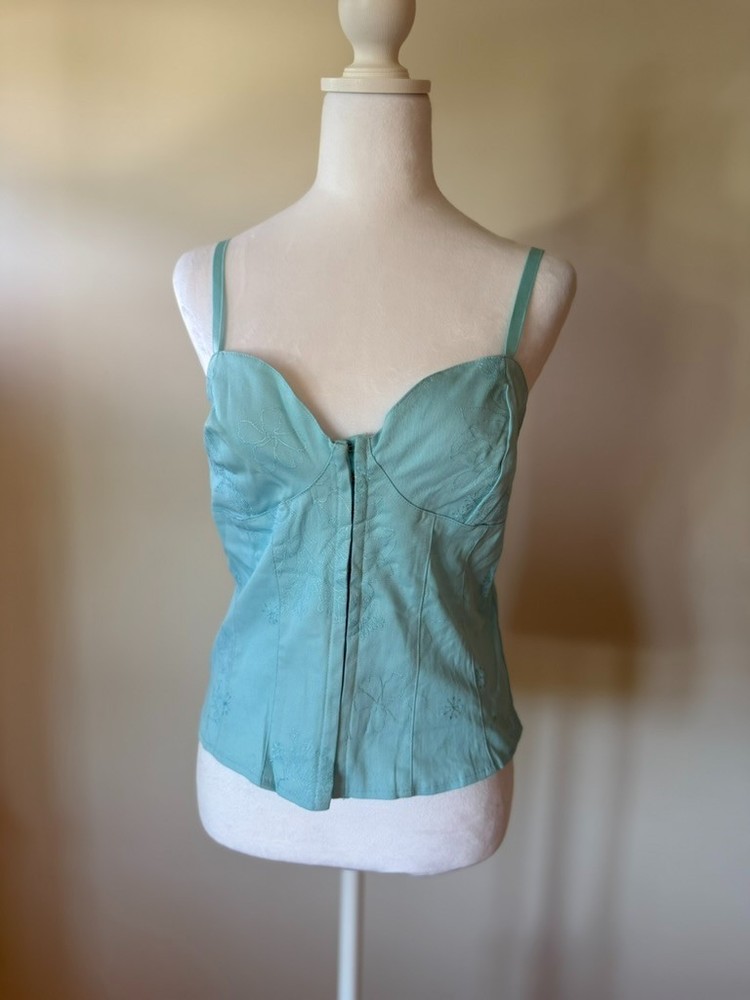 Turquoise Blue Y2K Floral Mermaid Summer Corset Women's Top Size Large